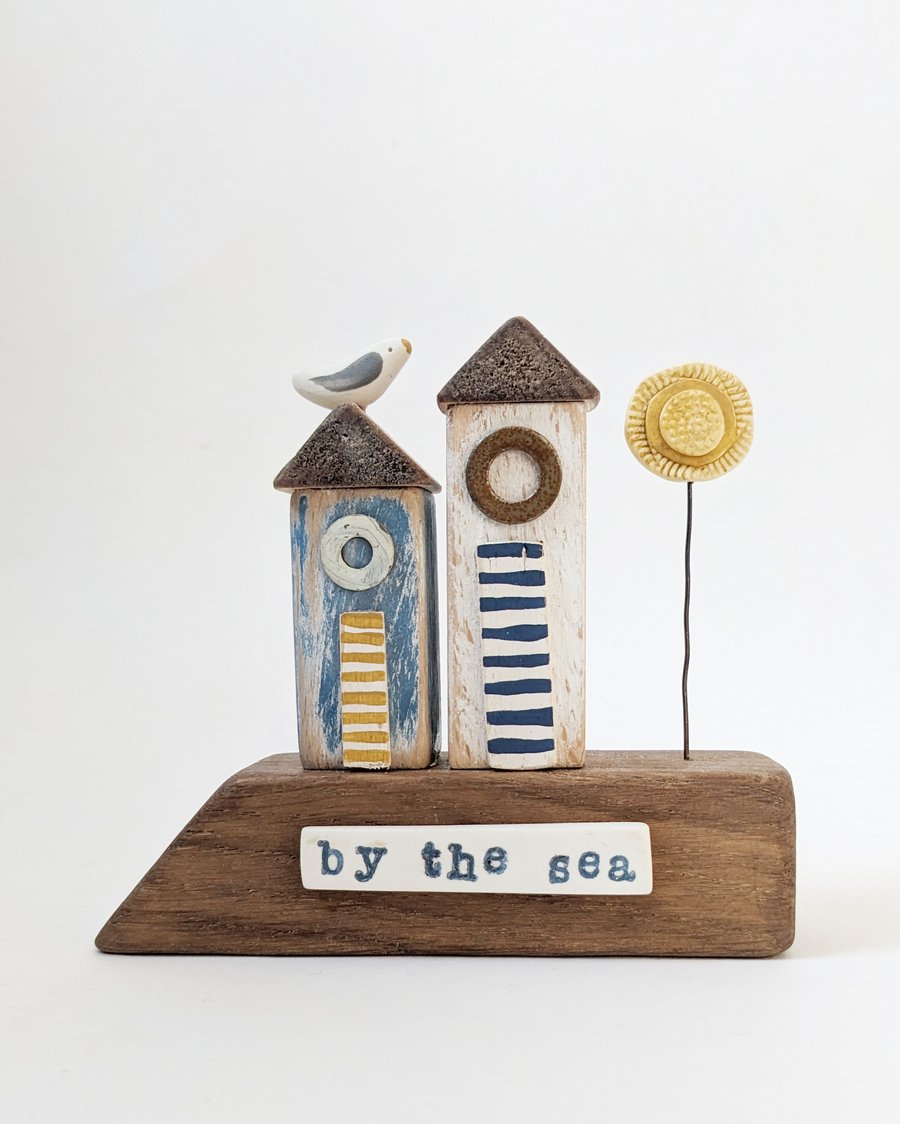 Little Wooden Sea Huts with Clay Sunshine 'By the Sea'