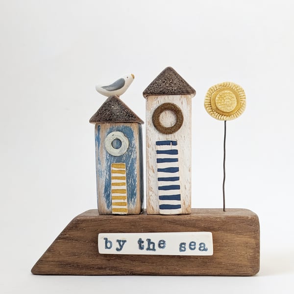 Little Wooden Sea Huts with Clay Sunshine 'By the Sea'