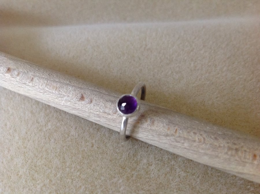 Purple African Amethyst sterling and fine silver ring