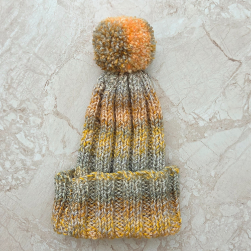 Hand knitted adult multicoloured bobble hat