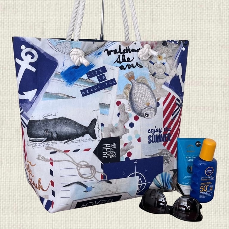 Tote bag beach bag life is beautiful 