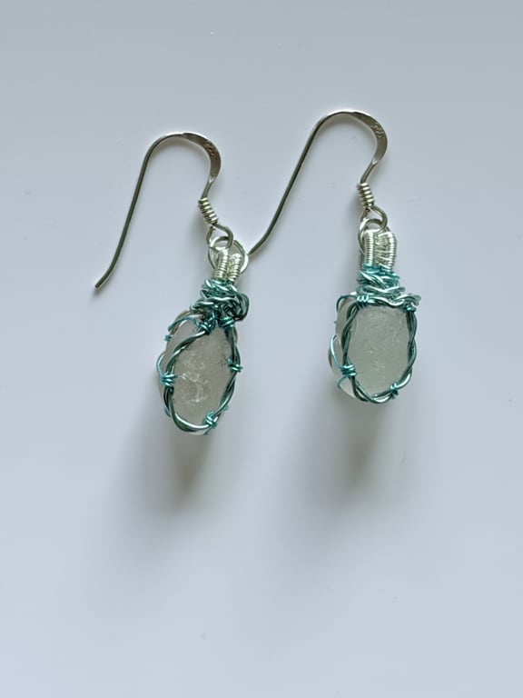 Scottish Sea Glass Earrings – Genuine Beach Glass Drop Earrings – Handmade Gift