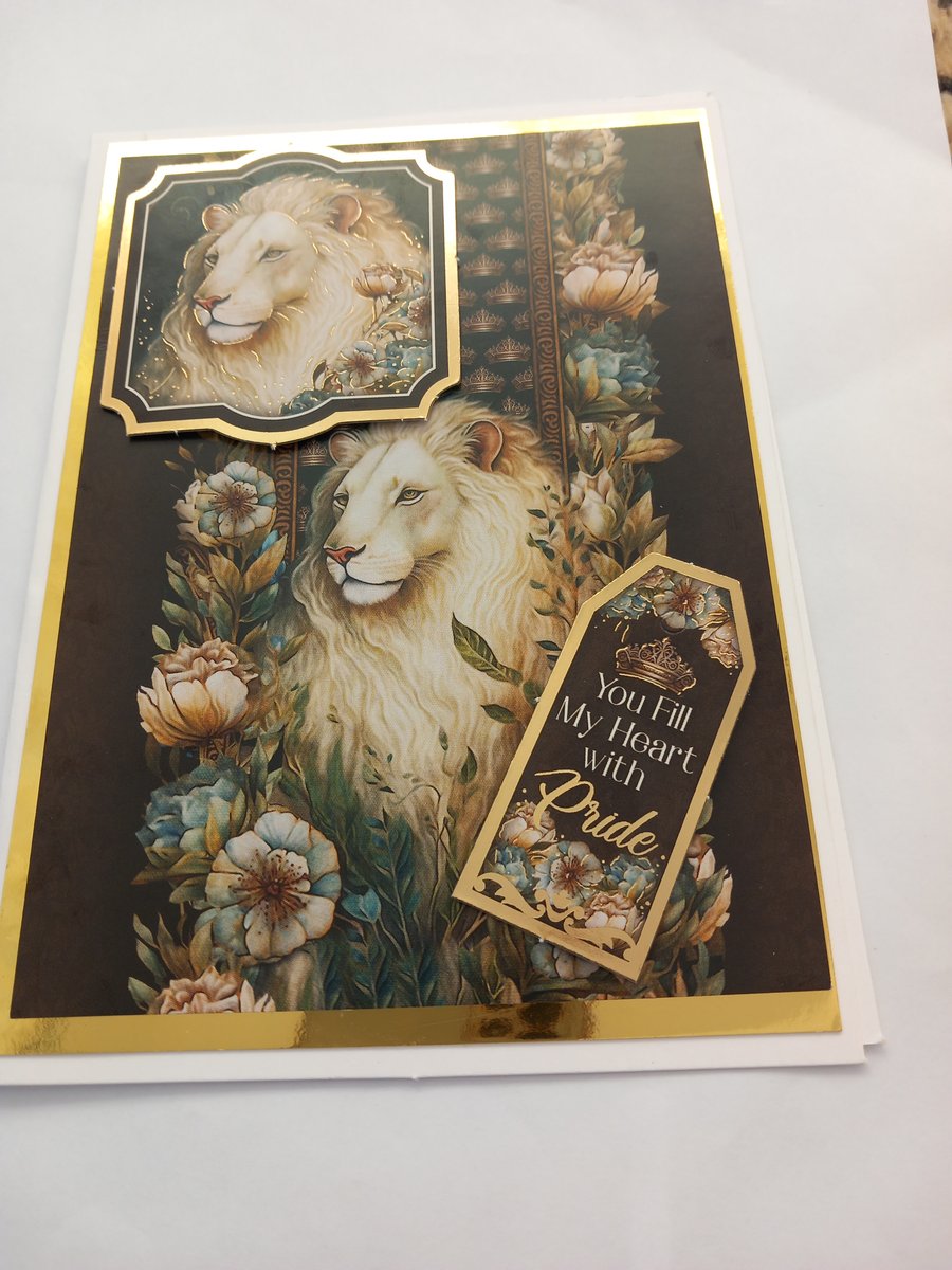 Lion birthday card widlife enchanted forest greetings