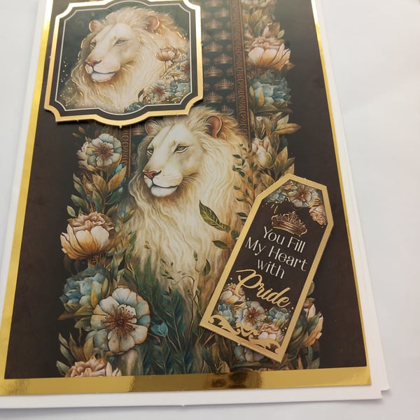 Lion birthday card widlife enchanted forest greetings