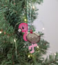 Embroidered hanging Flamingo Christmas decorations, machine embroidery - Image 2