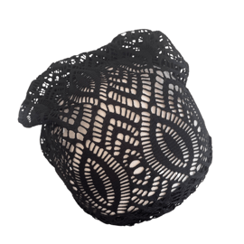 Black Lightweight Lace Beanie Hat for Women, Slouchy Fashion Beanie Cap