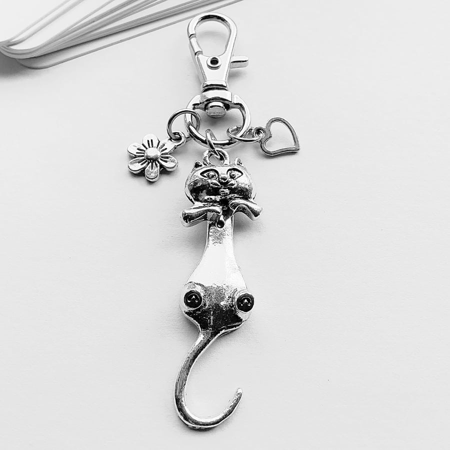 Small Cat Bag Charm. Metal Bag Charm. Cat Charm. Charms. Handbag Charms. Cats.