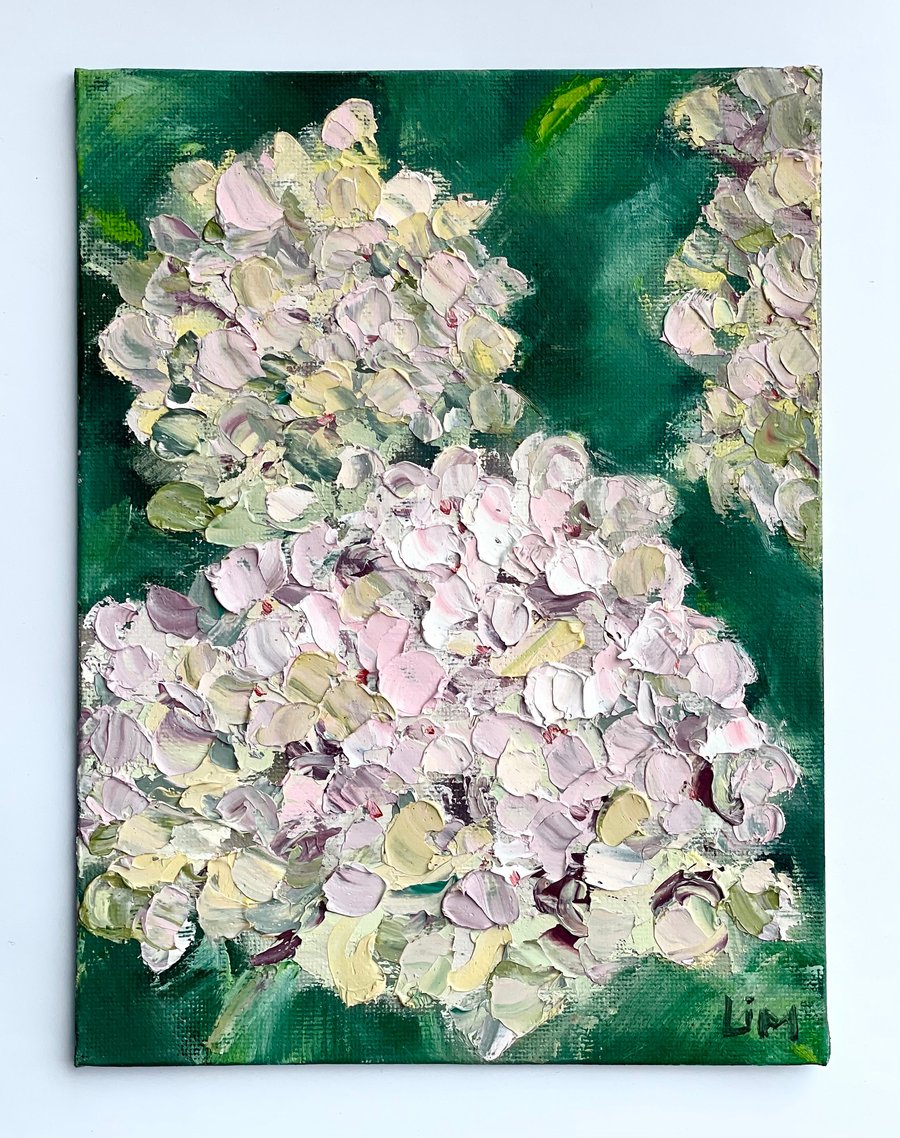 Hydrangea Wall Art Impasto Hydrangea Painting Floral Still Life Oil Original Art