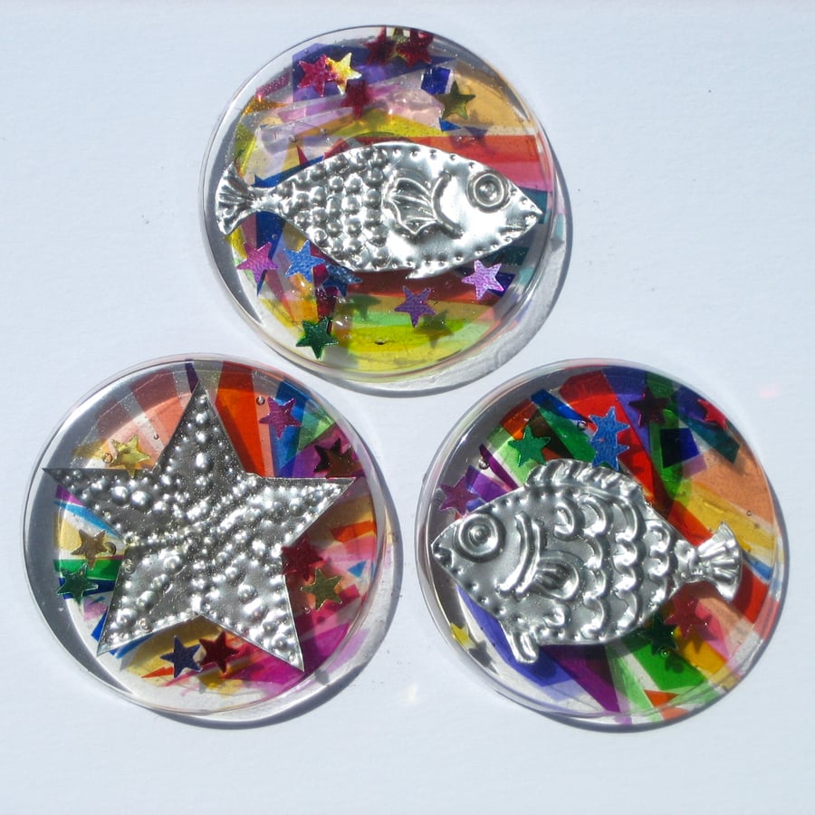 Novelty Fun Fish Fridge Magnets, Set of Three