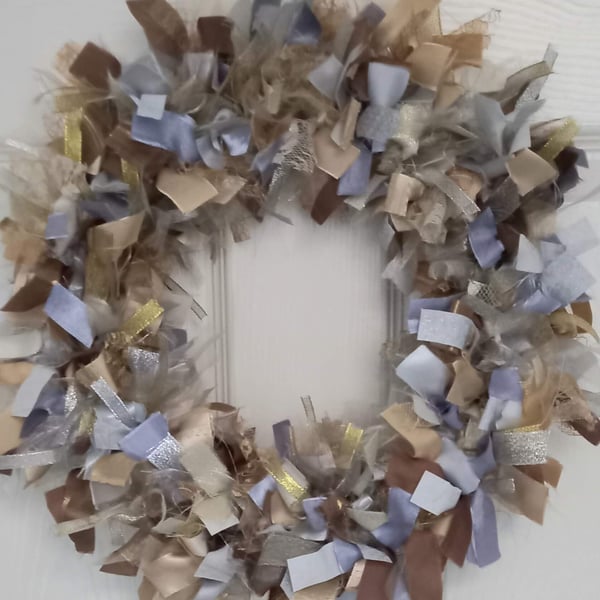 Silver and Gold Christmas Rag Wreath