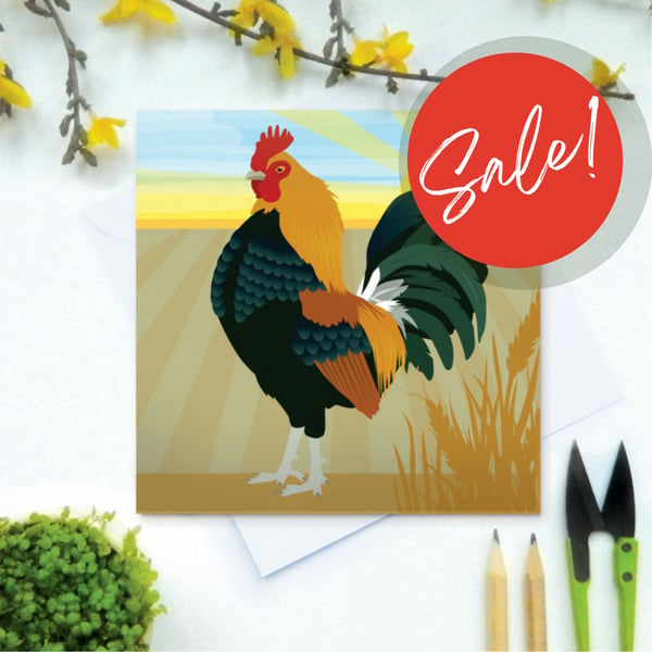SALE Cockerel Card - Easter, farm, poultry, birthday