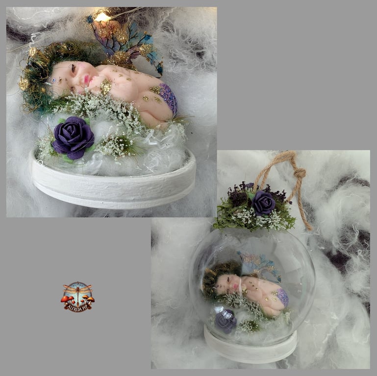 Fairy Liri (in Peacock Colours) in a hanging globe 