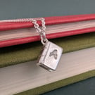 Silver Book Necklace - Personalised Sterling Silver Book Pendant - Handmade 
