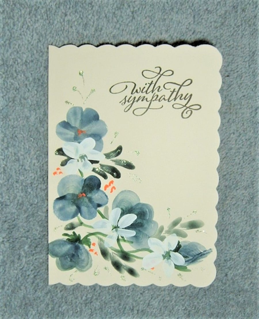 hand painted floral sympathy card ( ref F 440)