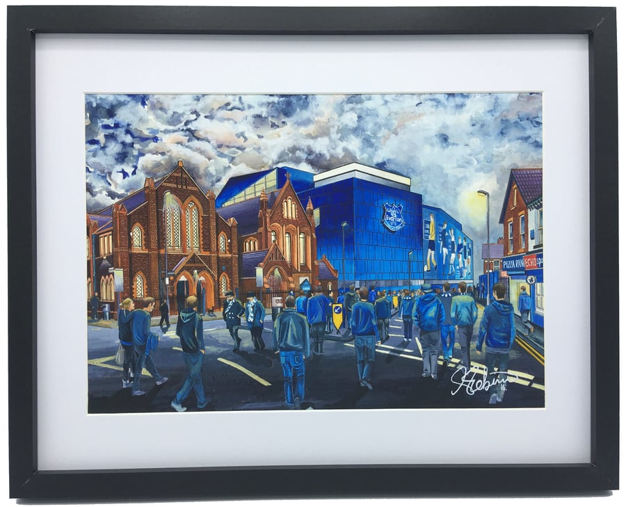 Everton F.C, Goodison Park Stadium. High Quality Framed, Football Art Print.