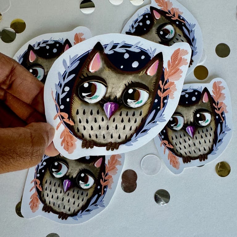 Sticker Owl Matt Vinyl Waterproof