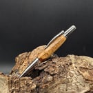 Handcrafted Amboyna Burl Wood Ballpoint Twist pen with Rhodium and Black Finish