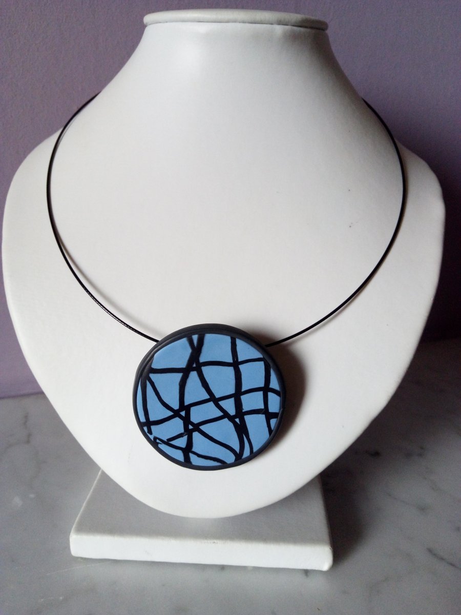 MODERN ART DESIGN NECKLACE - POLYMER CLAY - FREE UK SHIPPING 