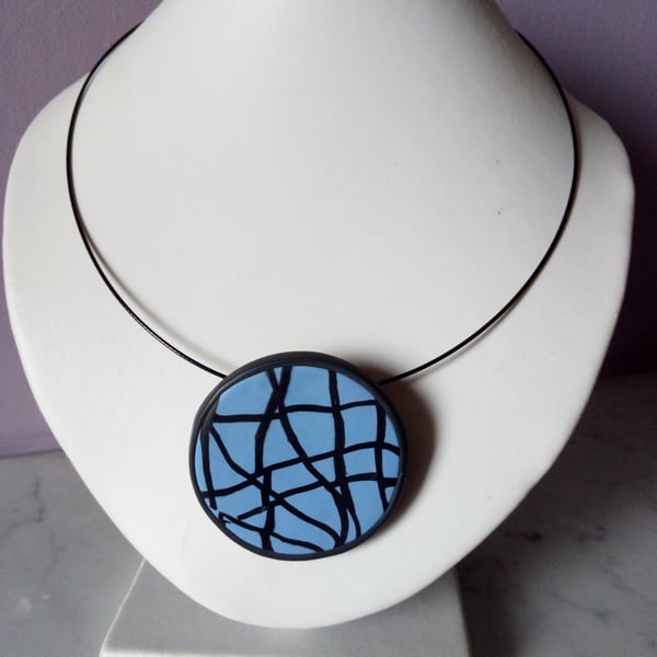 MODERN ART DESIGN NECKLACE - POLYMER CLAY - FREE UK SHIPPING 