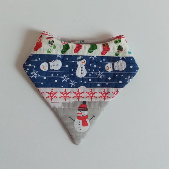 Baby's first Christmas Bandana bib, patchwork bib, Xmas reversible bib, 