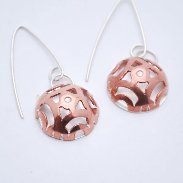 Japanese Illusion Copper and Silver Earrings