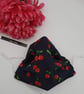 Face mask,  medium,  3 layer,  nose wire,  adjustable, washable in navy cherry - Image 6