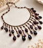Handmade Natural Garnet & Copper Statement Necklace - Image 2