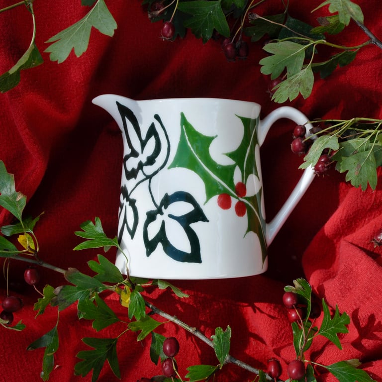 Christmas Holly & Ivy Milk Jug - Hand Painted - SALE