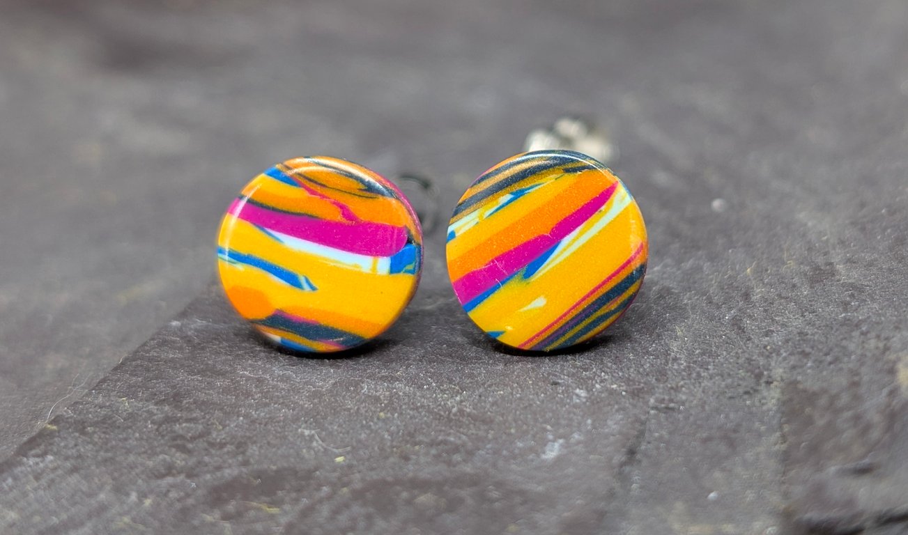 colourful abstract stud earrings