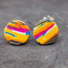 colourful abstract stud earrings