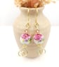 Floral Earrings - Plum Rose Earrings - Rose Flower Porcelain Drop Earrings - Image 3