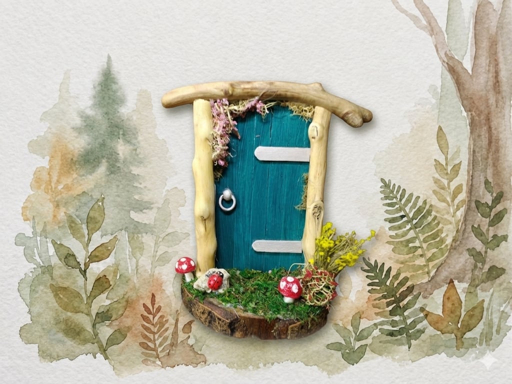 Handcrafted driftwood fairy door.