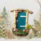 Handcrafted driftwood fairy door.