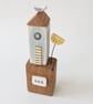 Tall Wooden Sea Hut with Clay Flower and Seagull 'Sea' - Image 3