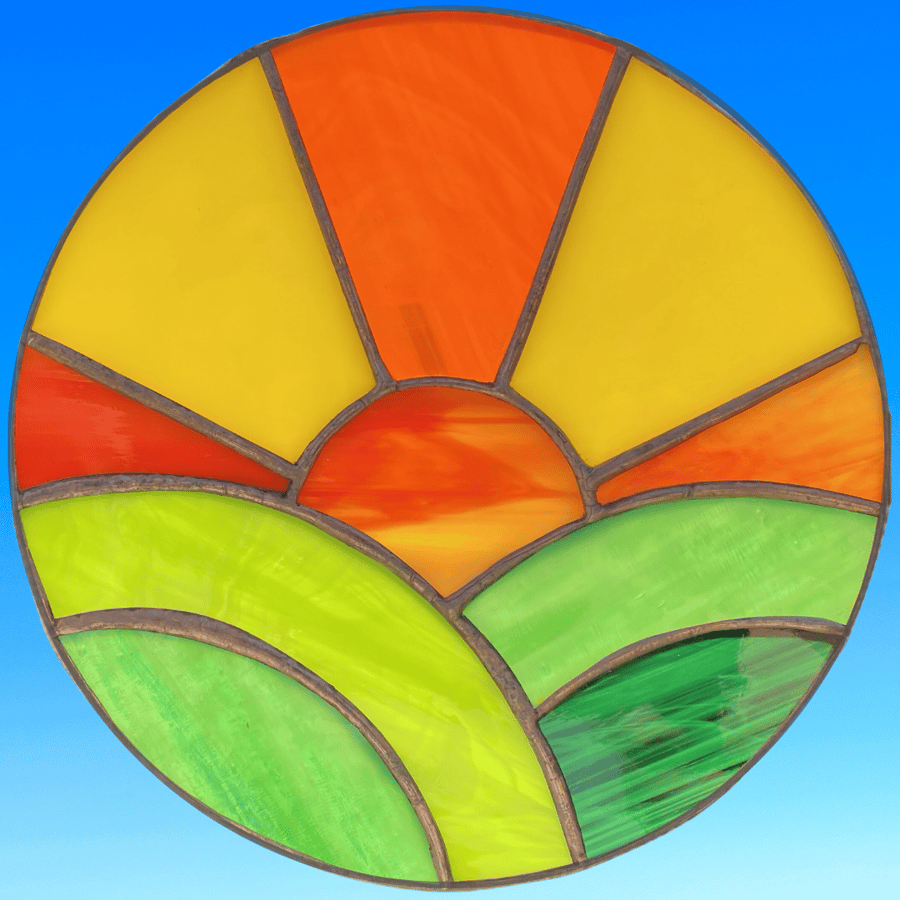 Sunset Over Downs - stained glass suncatcher