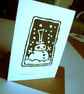Snowman - lino cut print Christmas card - Image 2