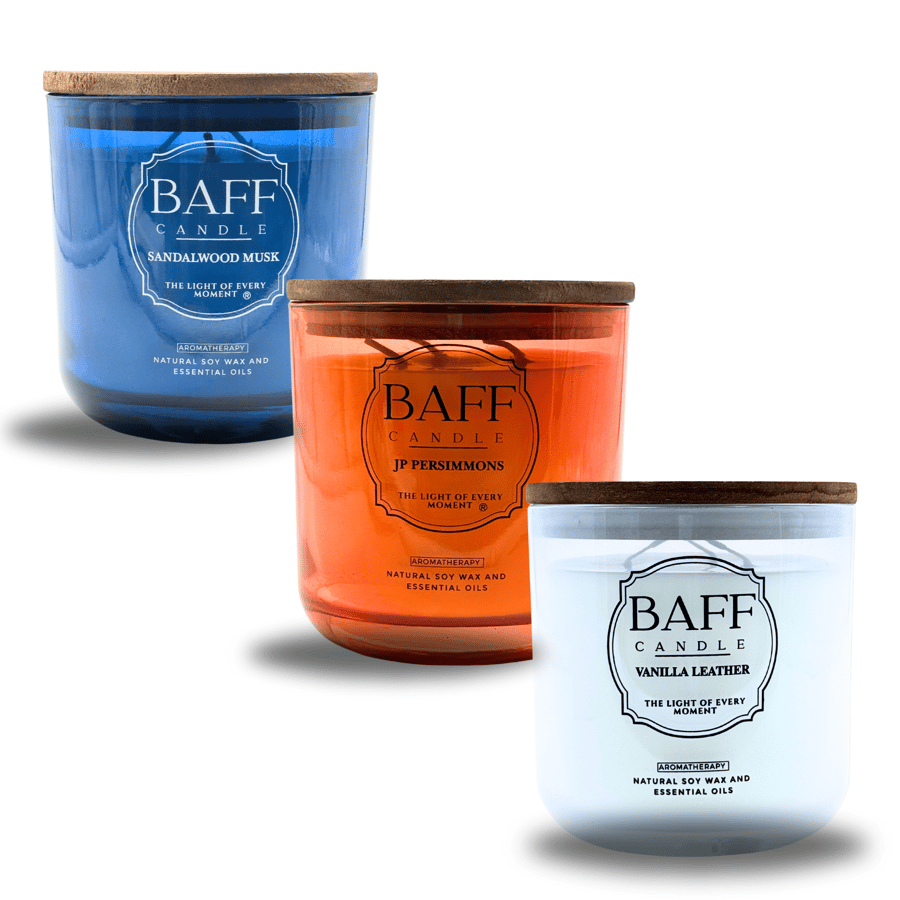 3Pcs Soy Wax Candle Sandalwood ,JP Persimmons ,Vanilla Leather Soy 