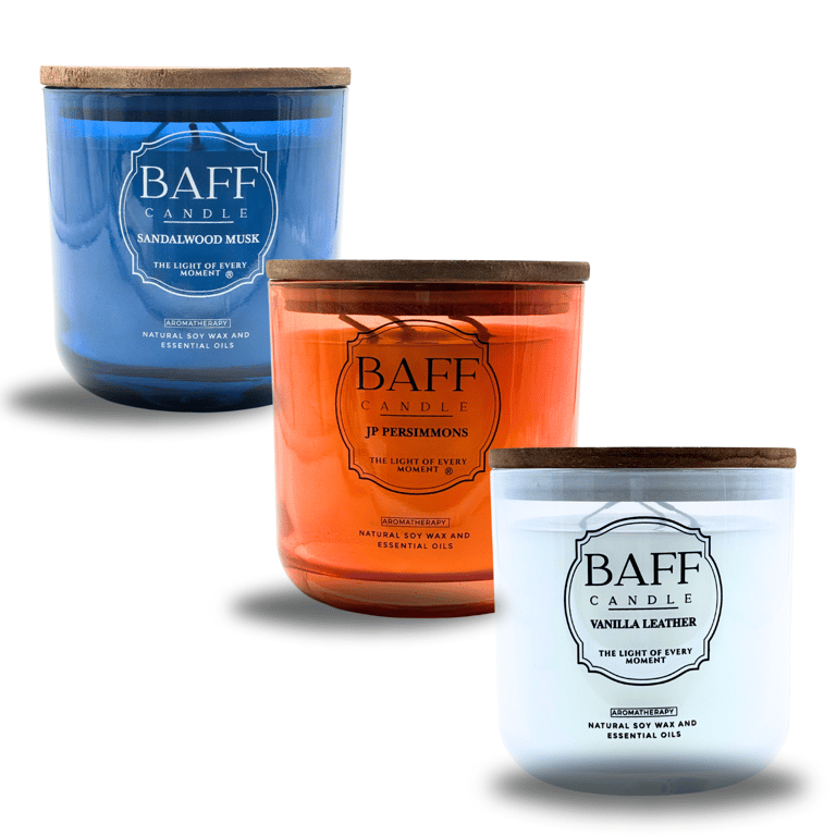 3Pcs Soy Wax Candle Sandalwood ,JP Persimmons ,Vanilla Leather Soy 