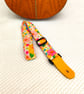 1 inch Wide Adjustable Handmade ukulele neck strap in pretty, bright florals - Image 2