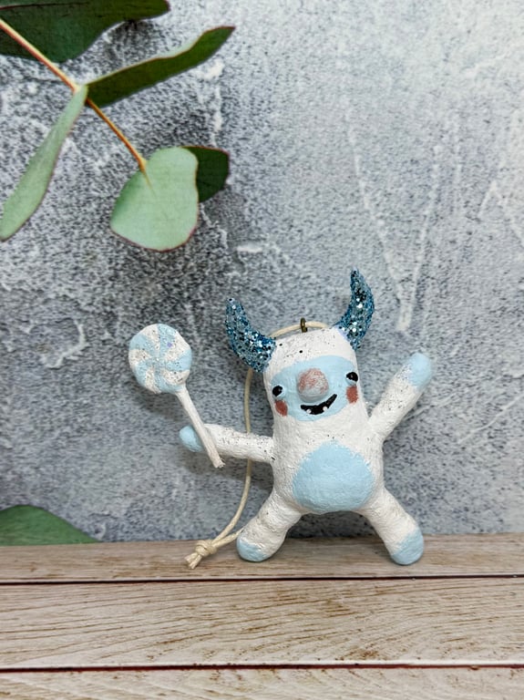 Spun Cotton Yeti Popsicle Ornament 2