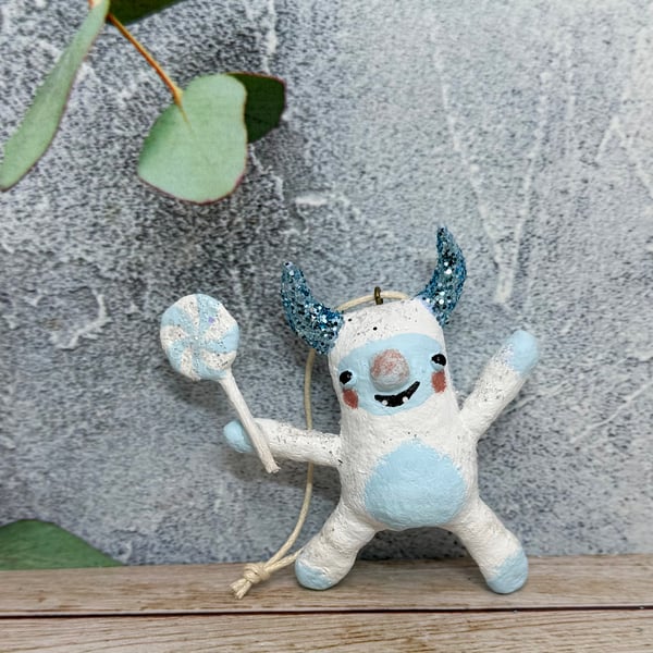 Spun Cotton Yeti Popsicle Ornament 2