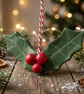 Handmade Air Dry Clay Holly & Berry Christmas Tree Decoration – Festive Rustic  - Image 4