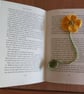 Crochet Flower Bookmark - Handmade with Stem & Leaf - Image 1