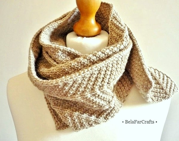 7th wedding anniversary - Men's beige scarf - Handmade gift for him