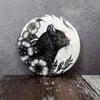 Black Cat Illustration, Pocket Mirror, Botanical, Gothic, Wicca, Alternative