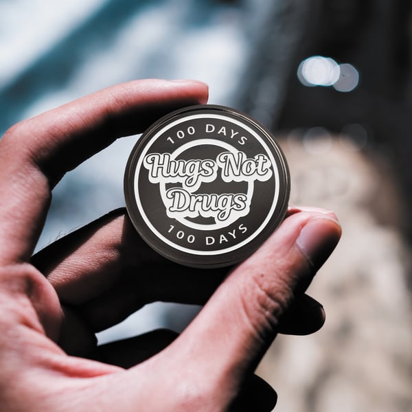 Hugs Not Drugs - Retro: Personalised Narcotics Anonymous Chip, Custom Milestone 