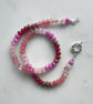 Iced Raspberry Hand Knotted Beaded Gemstone Necklace