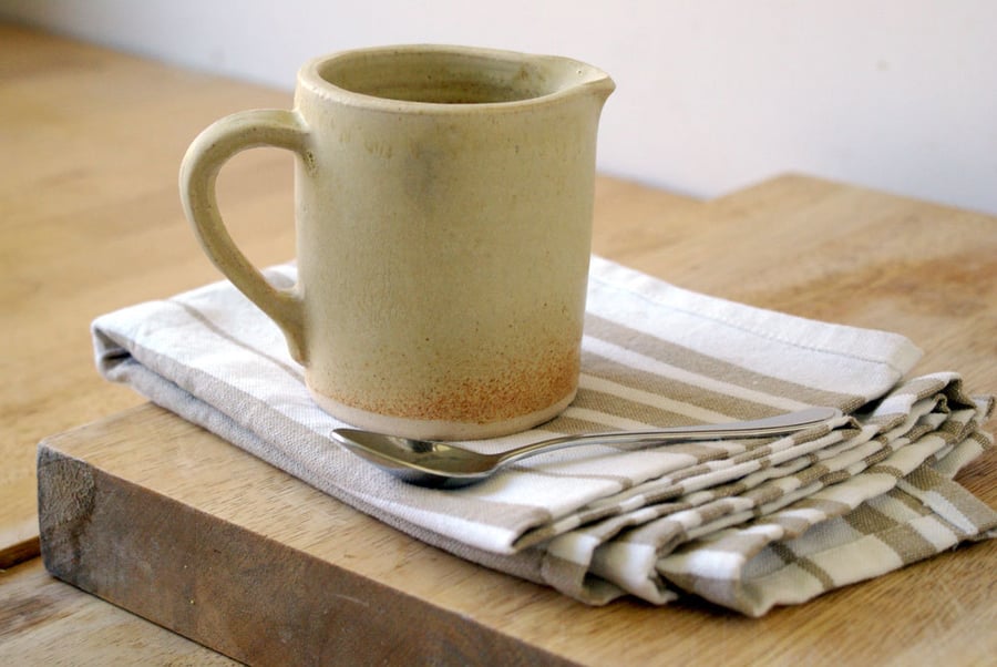 SECONDS SALE - small milk jug - hand thrown in stoneware and glazed oatmeal