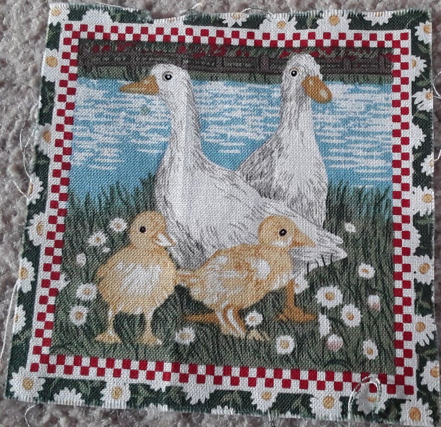 Geese and chicks fabric squares. 100% cotton