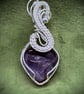 Silver wire wrapped Amethyst heart stone - Image 3